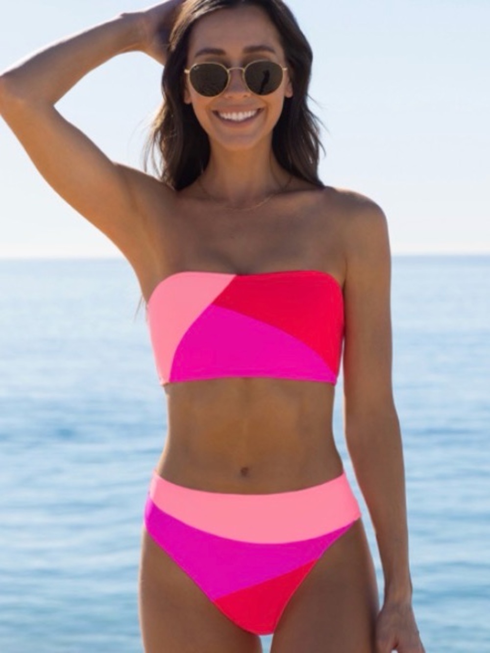 Popvil Colorblock Bikini - Vibrant Pink & Hot Pink
